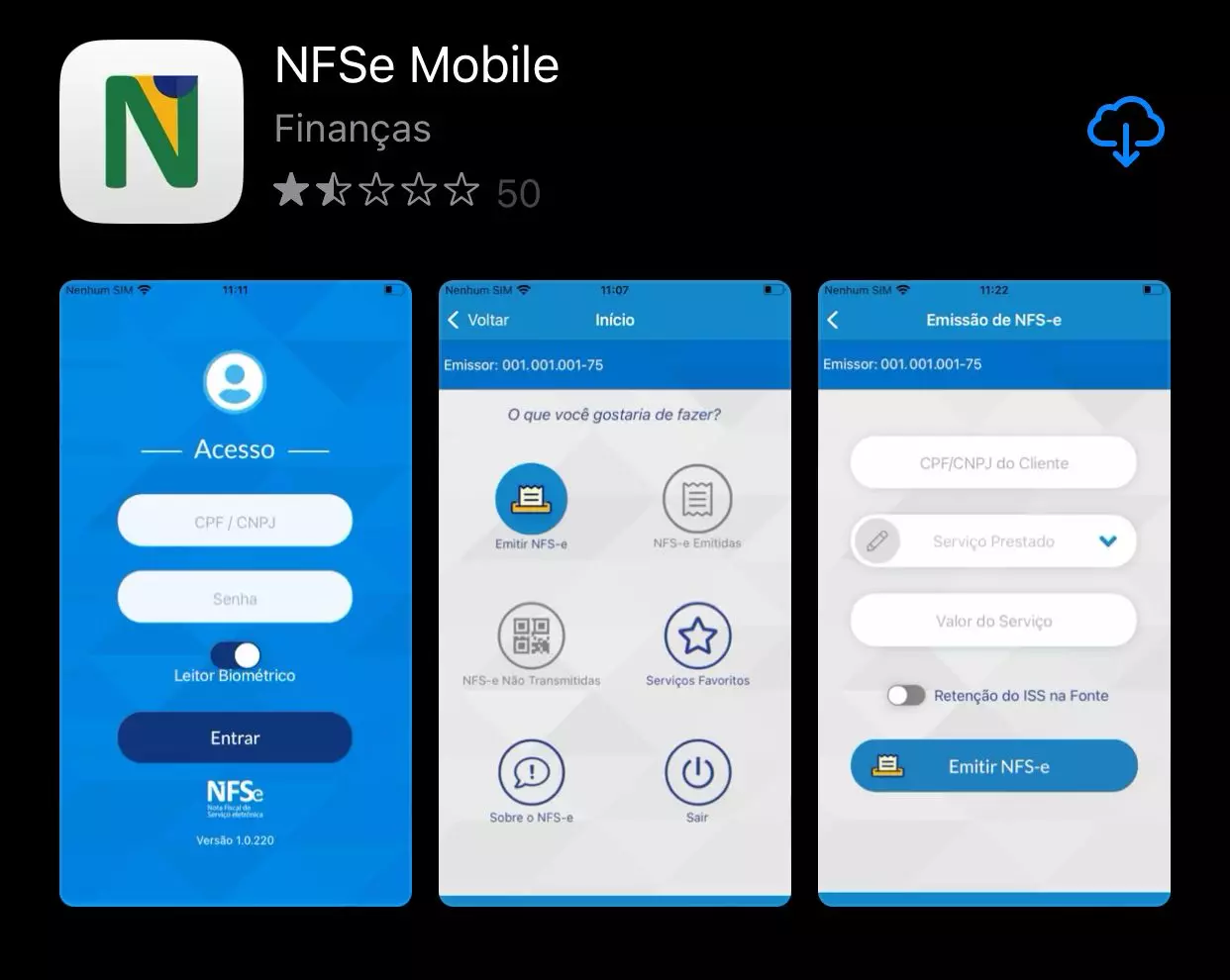 APP emissor de NFS-e — Portal da Nota Fiscal de Serviço eletrônica