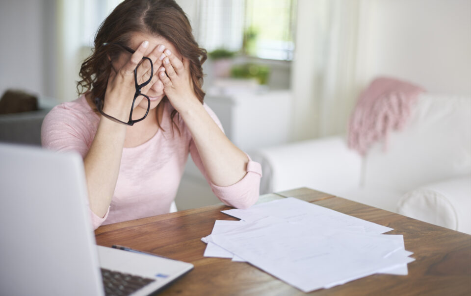 busy businesswoman working home office