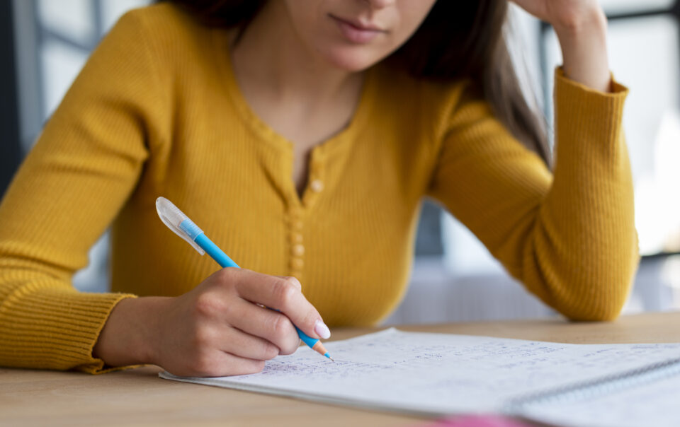 close up woman doing her work